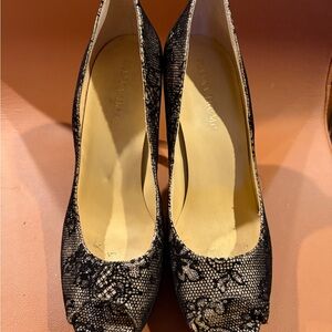 Ivanka Trump Black Lace Peep-Toe Heels